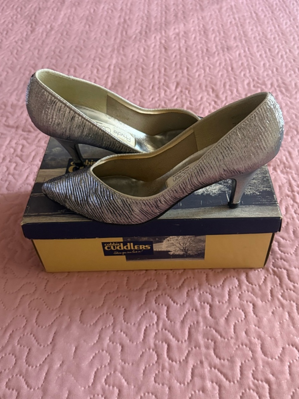 Metallic Silver Pointed Toe Pumps